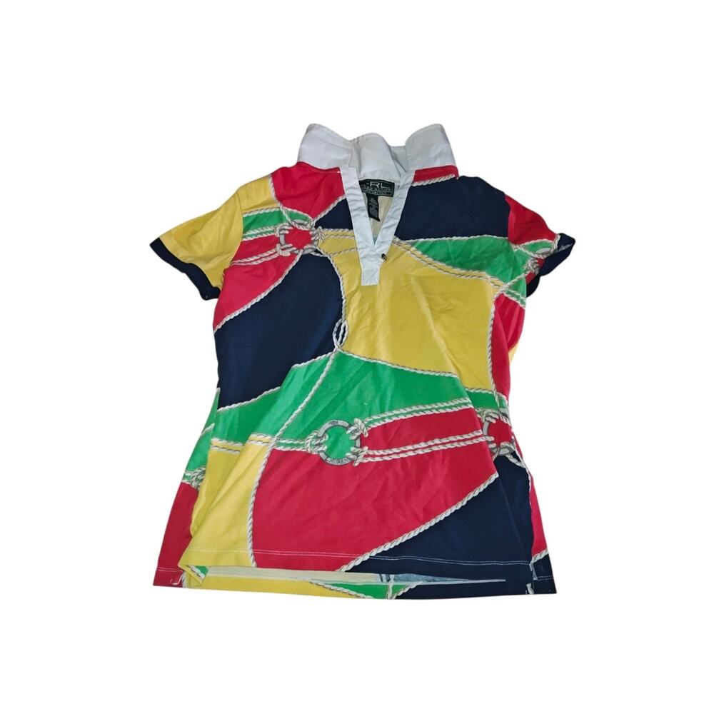 LAUREN ACTIVE MULTI COLOR NAUTICAL PRINT SZ M
